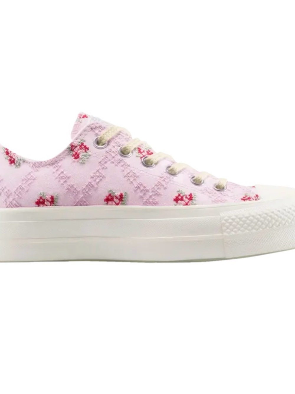 Converse Chuck Taylor All Star Lift Platform Low “Cross Stitch Roses” Women’s 8 - Picture 4 of 6